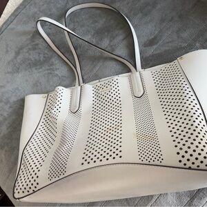 DKNY White Perforated Tote Bag + Matching Wristlet